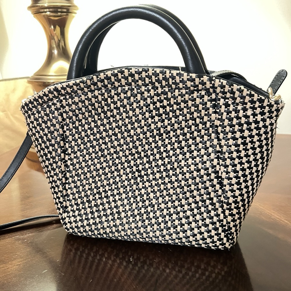 Cuyana Mini Palma Tote Natural/Black Italian Leather Trim Woven Coastal Luxury - Picture 6 of 14